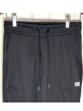 Fila Black Track Pants Lined Cuffed Drawstring Soft Lightweight Women’s Size S